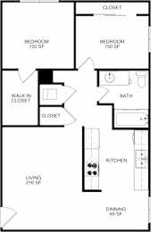  Floor Plan 2 Bedroom 1 Bath