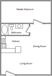  Floor Plan 1 Bed 1 Bath 600 Sq. Ft.