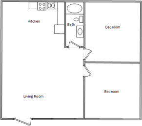  Floor Plan 2 Bed 780-838 Sq. Ft.