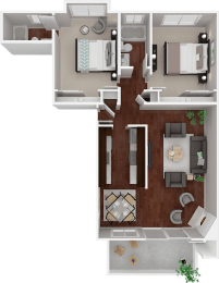 Parkside Apartments_San Anselmo CA_Floor Plan_The Alameda_Two Bedroom Two Bathroom