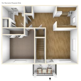 One Bedroom Apartment Floor Plan  at Pheasant Hill Estates, Harrisburg, Pennsylvania