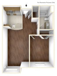 One Bedroom Apartment Floor Plan at The Anne M. Lynch Homes at Old Colony, South Boston