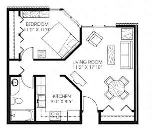 636sqft 1 Bed, 1 Bath - Founders