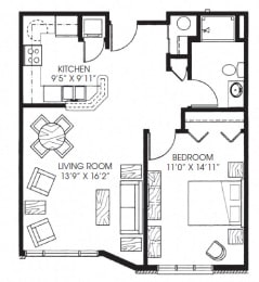 741sqft 1 Bed, 1 Bath - Legacy