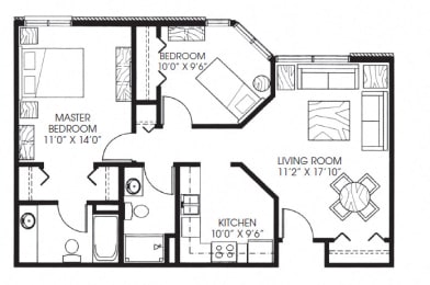 836sqft 2 Bed, 2 Bath - Founders