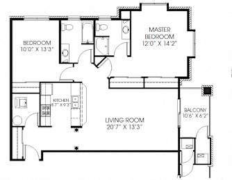 1186sqft 2 Bed, 2 Bath - Millennium
