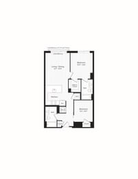  Floor Plan B03 One Bedroom and Den