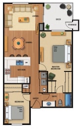 Evergreen Ridge_Richland WA_Floor Plan_Two Bedroom One Bathroom1