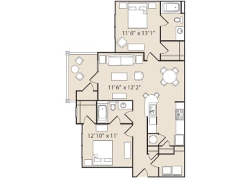 B1 Floorplan 2 Bedroom 2 Bath at Ashby at Ross Bridge, Hoover, AL 35226