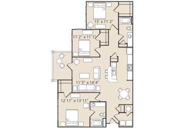 C1 Floorplan 3 Bedroom 2 Bath at Ashby at Ross Bridge, Hoover, AL 35226