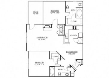 The Riverglen Floorplan 2 Bedroom 2 Bath at Madison Shelby Farms, Tennessee