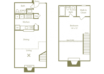 Glendale Floorplan 1 Bedroom 1.5 Bath at Stewarts Ferry, Tennessee