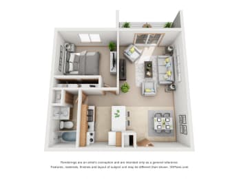 725 sq.ft. One Bed One Bath