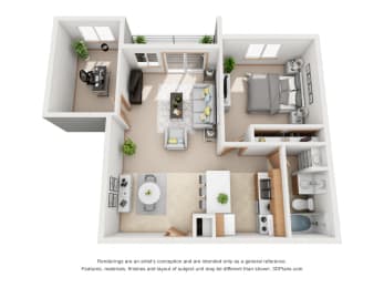  Floor Plan One Bedroom B