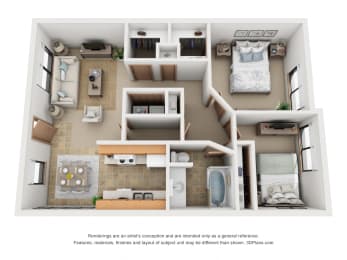 920 sq.ft. Two Bed One Bath