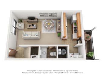950 sq.ft. Two Bed Two Bath Townhome