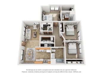 1060 sq.ft. Three Bed Two Bath
