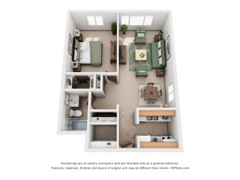 700 sq.ft. One Bed One Bath