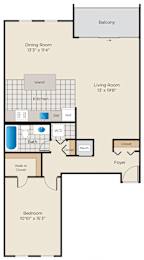  Floor Plan 1 Bedroom - Renovated