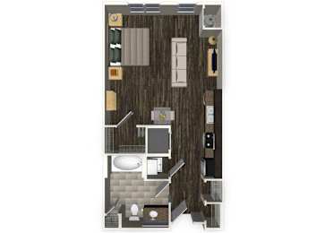 Floor Plan  Studio apartment A0 floorplan at Venue Apartments in San Jose, CA
