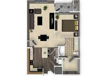 Floor Plan  1 bedroom 1 bathroom apartment A1 floorplan at Venue Apartments in San Jose, CA