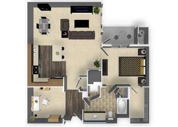 Floor Plan  1 bedroom 1 bathroom apartment A4 floorplan at Venue Apartments in San Jose, CA