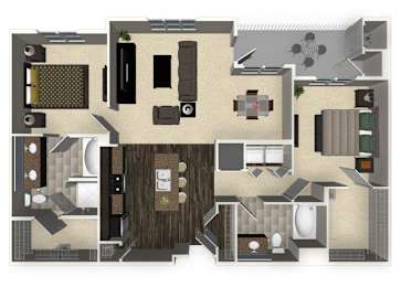 Floor Plan  2 bedroom 2 bathroom apartment B4L floorplan at Venue Apartments in San Jose, CA