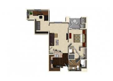 Floor Plan  1 bedroom 1 bathroom apartment A5 floor plan at The Verdant Apartments in San Jose, CA