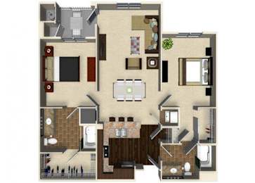 Floor Plan  2 bedroom 2 bathroom apartment B4 floor plan at The Verdant Apartments in San Jose, CA