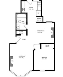  Floor Plan ONE BEDROOM