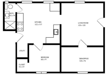  Floor Plan ONE BEDROOM W DEN