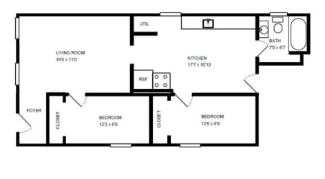  Floor Plan TWO BEDROOM