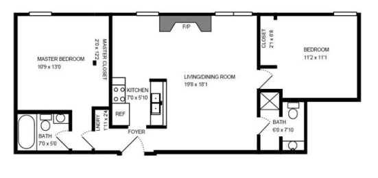  Floor Plan TWO BEDROOM