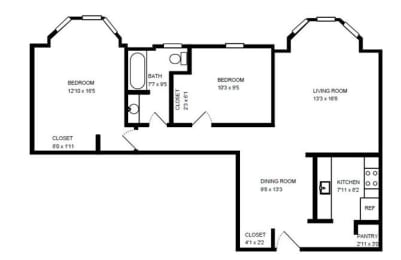  Floor Plan TWO BEDROOM A