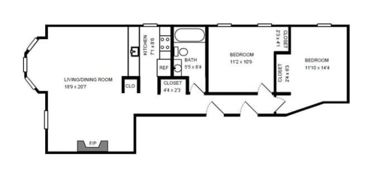  Floor Plan TWO BEDROOM C