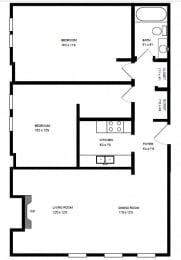  Floor Plan Two Bedroom - 2B