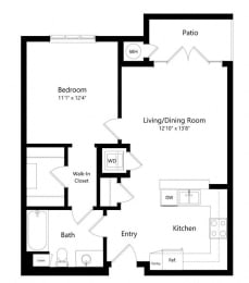 1 bedroom floor plan | Chase Knolls Garden Apartments Sherman Oaks CA