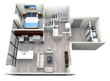 One Bedroom One Bath B at The Grand, Missouri, 64106