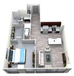 One Bedroom One Bath C at The Grand, Missouri, 64106