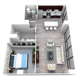 One Bedroom One Bath D at The Grand, Kansas City, 64106