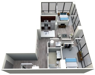 The Grand downtown KC 2 bed 2 bath A at The Grand, Kansas City, 64106