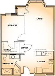  Floor Plan One Bedroom - 1AA