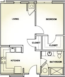  Floor Plan One Bedroom - 1C