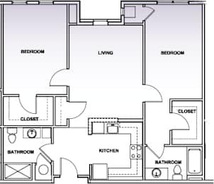  Floor Plan Two Bedroom - 2D