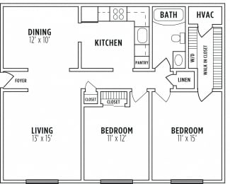 2 bedroom floor plan at Madison Rockwood, Ballwin