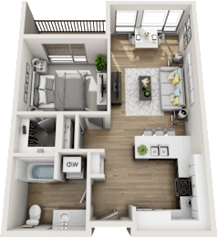 Floor Plan  One Bedroom-One Bath