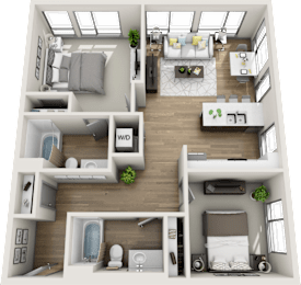 Floor Plan  Two Bedroom - Two Bath