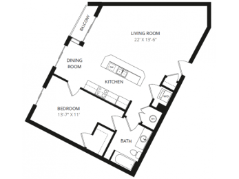  Floor Plan 1X1B