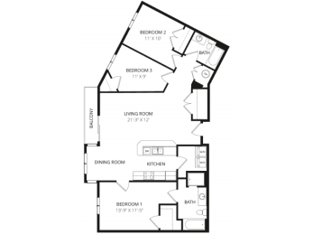 Floor Plan 3X2B