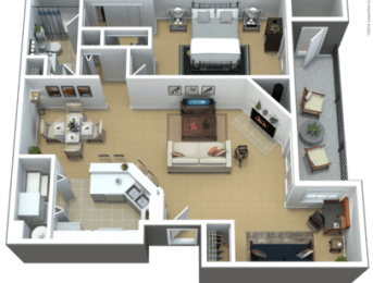 Sierra with den Floor Plan At Eagle Ridge Apartments, Monroeville